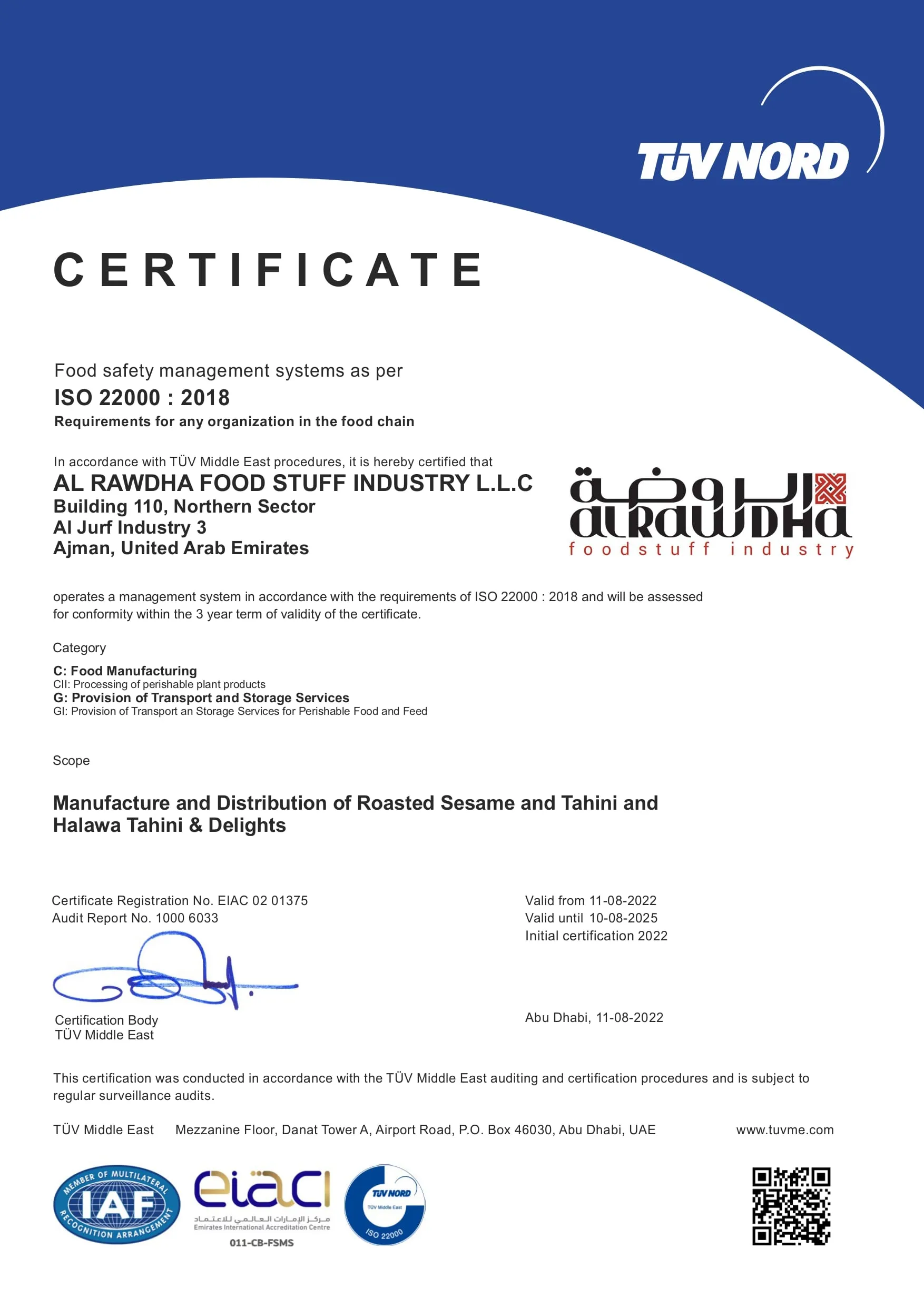 Alrawdha iso 22000